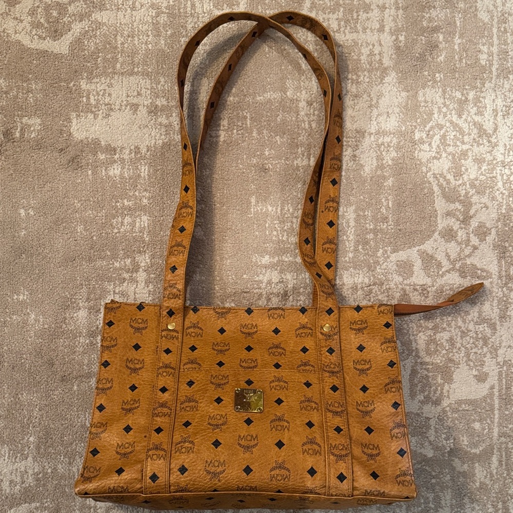 MCM Cognac Monogram Tote Bag - Picture 2 of 15